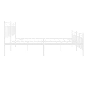 vidaXL Metal Bed Frame with Headboard and Footboard White 76"x79.9" King-4