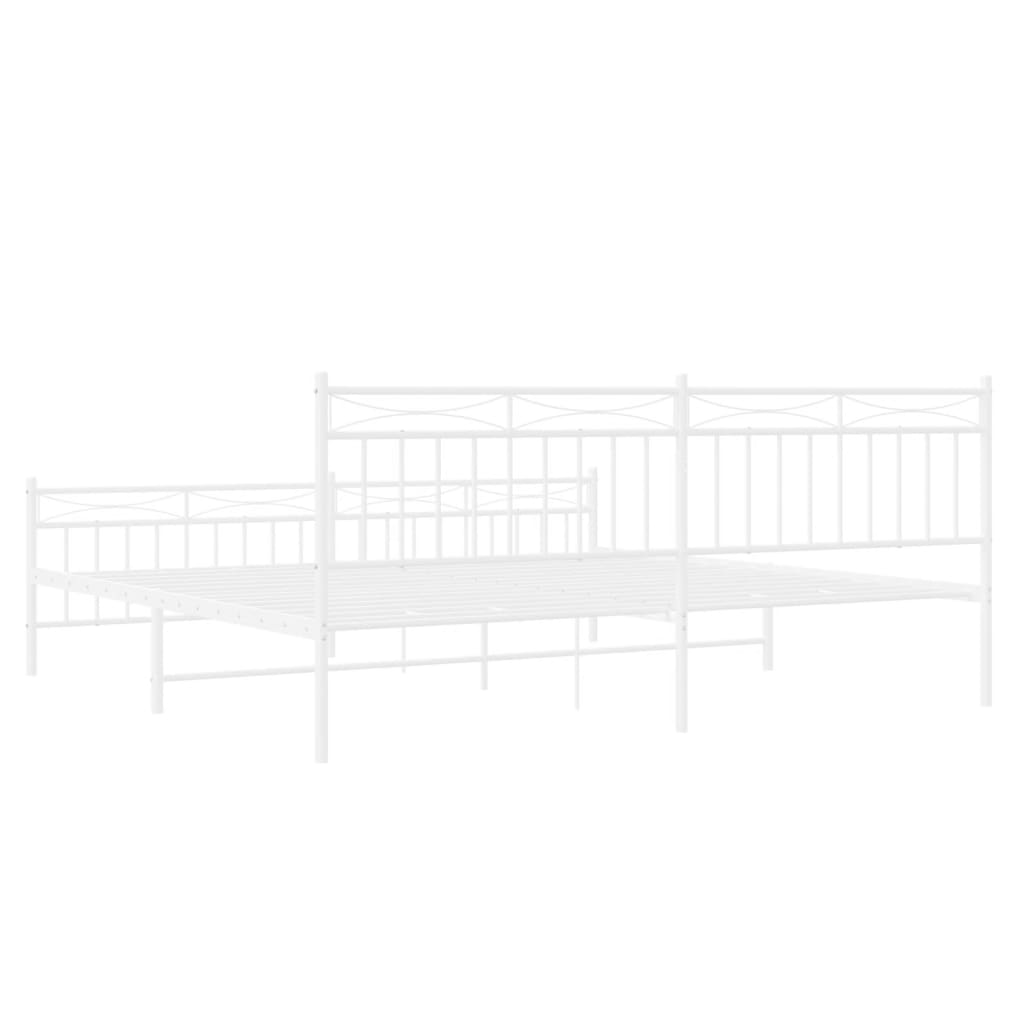 vidaXL Metal Bed Frame with Headboard and Footboard White 76"x79.9" King-5