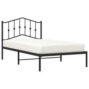 vidaXL Metal Bed Frame with Headboard Black 39.4"x74.8" Twin-1