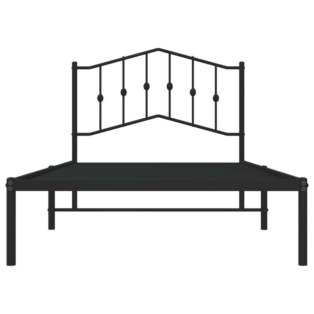 vidaXL Metal Bed Frame with Headboard Black 39.4"x74.8" Twin-3