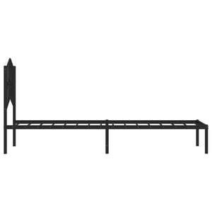 vidaXL Metal Bed Frame with Headboard Black 39.4"x74.8" Twin-4