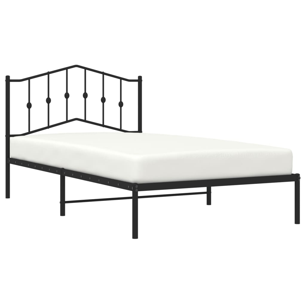 vidaXL Metal Bed Frame with Headboard Black 39.4"x78.7"-1