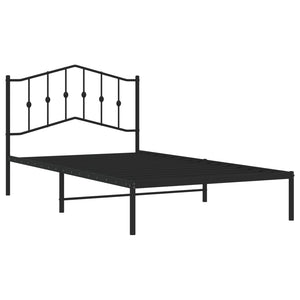 vidaXL Metal Bed Frame with Headboard Black 39.4"x78.7"-2