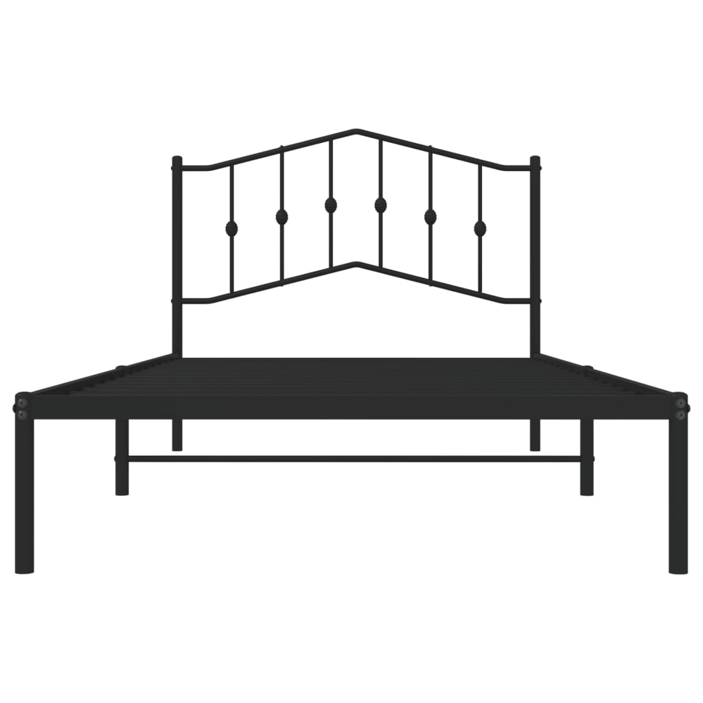 vidaXL Metal Bed Frame with Headboard Black 39.4"x78.7"-3