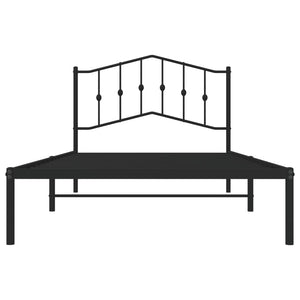 vidaXL Metal Bed Frame with Headboard Black 39.4"x78.7"-3