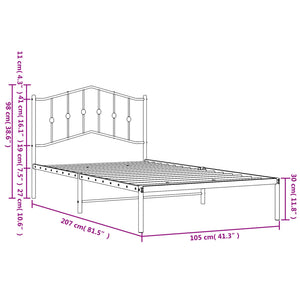 vidaXL Metal Bed Frame with Headboard Black 39.4"x78.7"-7