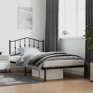 vidaXL Metal Bed Frame with Headboard Black 39.4"x78.7"-0