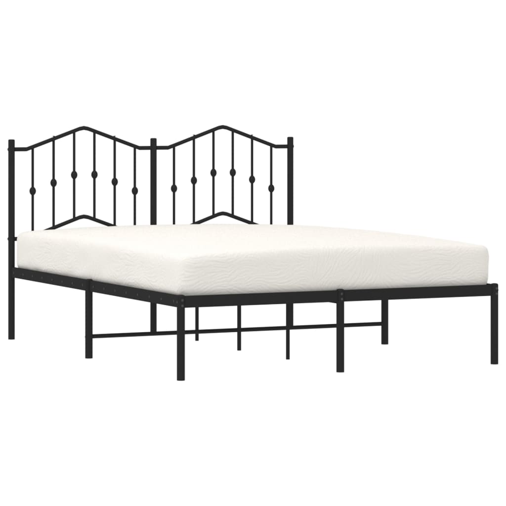 vidaXL Metal Bed Frame with Headboard Black 53.1"x74.8"-1