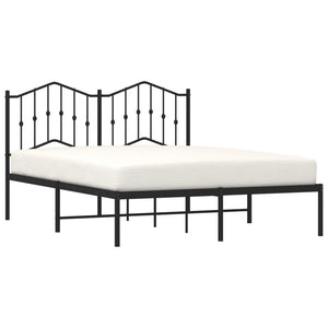 vidaXL Metal Bed Frame with Headboard Black 53.1"x74.8"-1