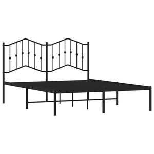 vidaXL Metal Bed Frame with Headboard Black 53.1"x74.8"-2