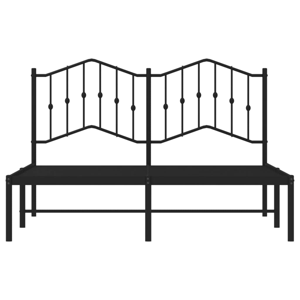 vidaXL Metal Bed Frame with Headboard Black 53.1"x74.8"-3