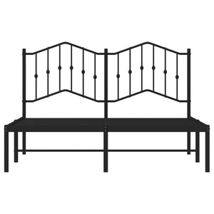 vidaXL Metal Bed Frame with Headboard Black 53.1"x74.8"-3