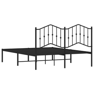 vidaXL Metal Bed Frame with Headboard Black 53.1"x74.8"-5