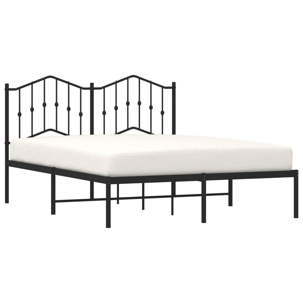 vidaXL Metal Bed Frame with Headboard Black 59.1"x78.7"-1