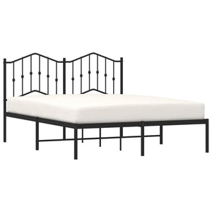 vidaXL Metal Bed Frame with Headboard Black 59.1"x78.7"-1