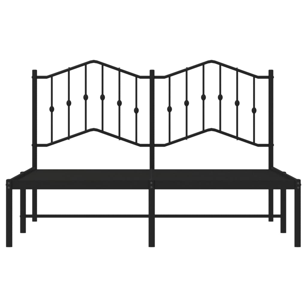 vidaXL Metal Bed Frame with Headboard Black 59.1"x78.7"-3