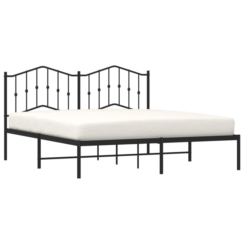 vidaXL Metal Bed Frame with Headboard Black 72"x83.9" California King-1