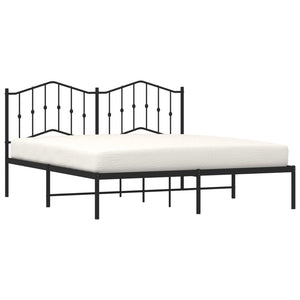 vidaXL Metal Bed Frame with Headboard Black 72"x83.9" California King-1