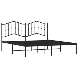 vidaXL Metal Bed Frame with Headboard Black 72"x83.9" California King-2