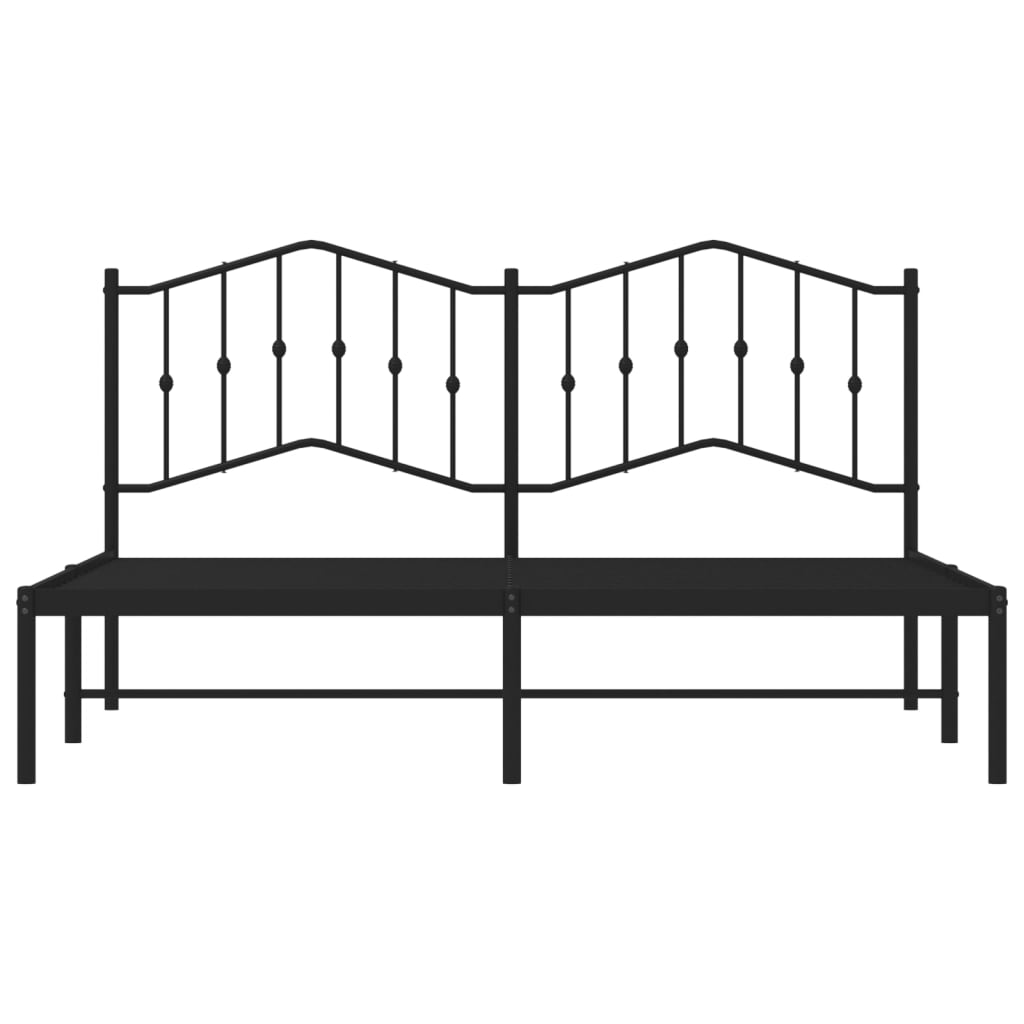 vidaXL Metal Bed Frame with Headboard Black 72"x83.9" California King-3