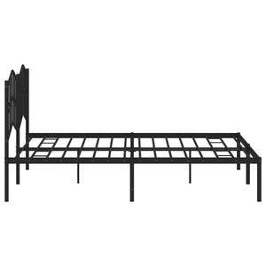 vidaXL Metal Bed Frame with Headboard Black 72"x83.9" California King-4