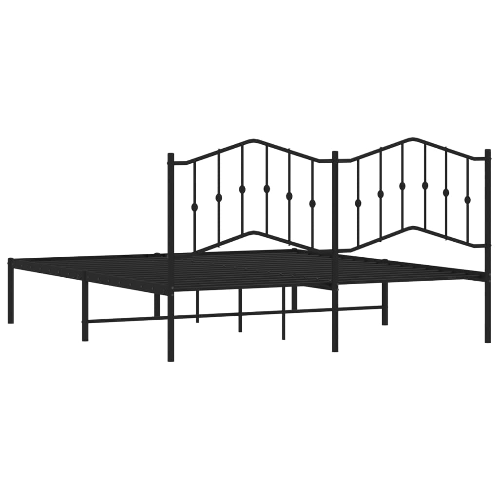 vidaXL Metal Bed Frame with Headboard Black 72"x83.9" California King-6