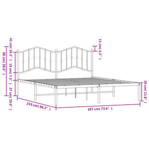 vidaXL Metal Bed Frame with Headboard Black 72"x83.9" California King-7