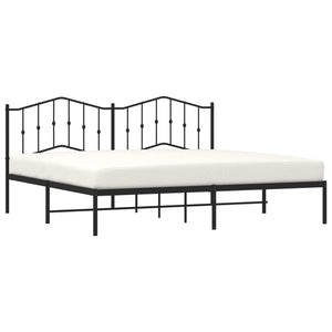 vidaXL Metal Bed Frame with Headboard Black 76"x79.9" King-1