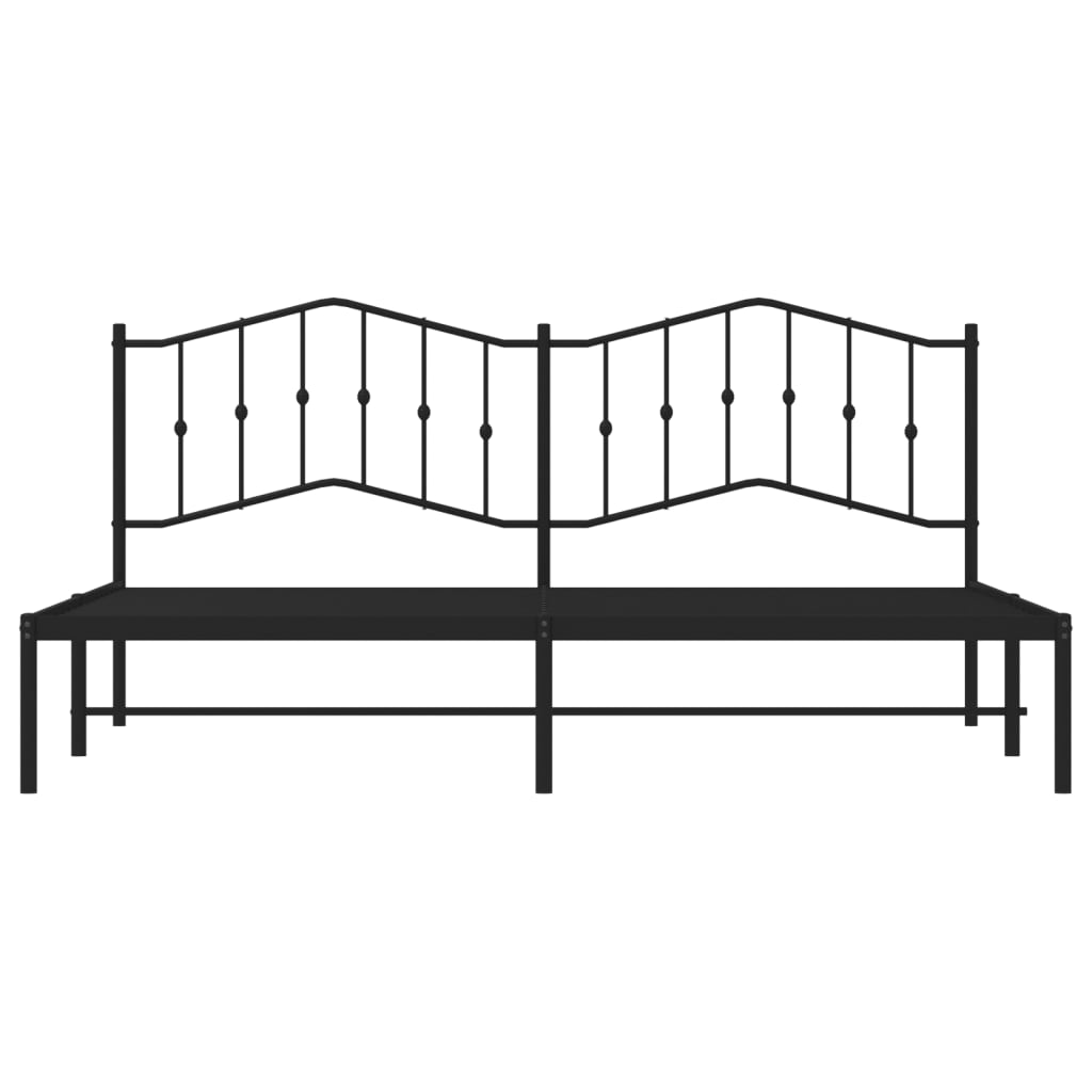 vidaXL Metal Bed Frame with Headboard Black 76"x79.9" King-3