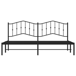 vidaXL Metal Bed Frame with Headboard Black 76"x79.9" King-3