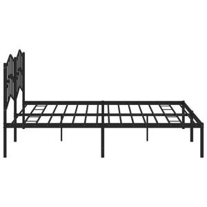 vidaXL Metal Bed Frame with Headboard Black 76"x79.9" King-4