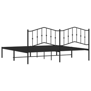 vidaXL Metal Bed Frame with Headboard Black 76"x79.9" King-5