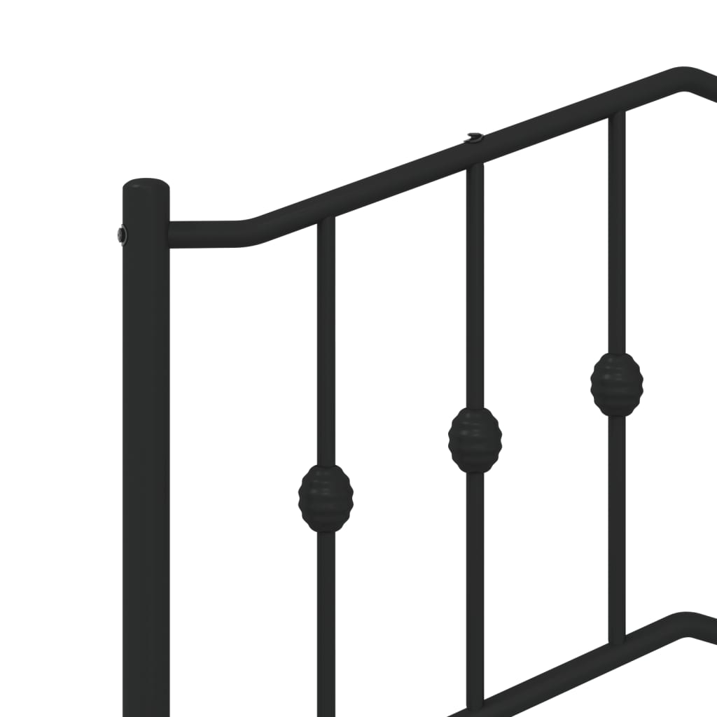 vidaXL Metal Bed Frame with Headboard Black 76"x79.9" King-6