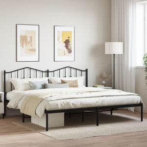 vidaXL Metal Bed Frame with Headboard Black 76"x79.9" King-0