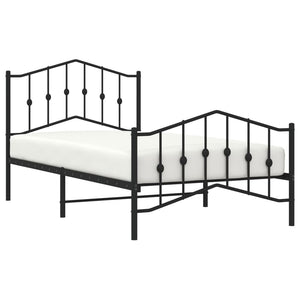 vidaXL Metal Bed Frame with Headboard and Footboard Black 39.4"x74.8" Twin-1