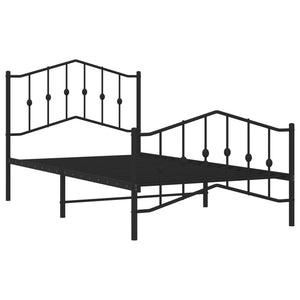 vidaXL Metal Bed Frame with Headboard and Footboard Black 39.4"x74.8" Twin-2