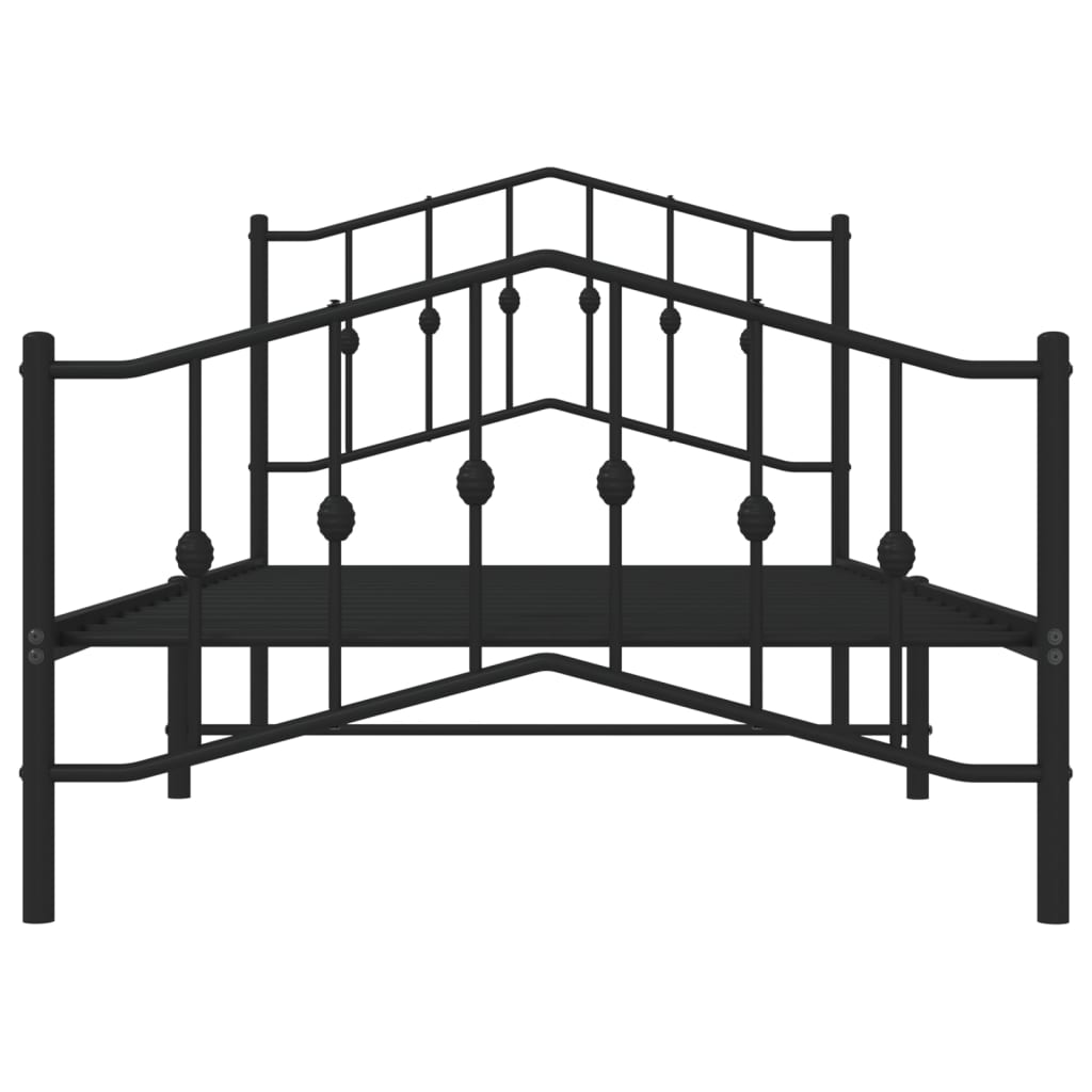 vidaXL Metal Bed Frame with Headboard and Footboard Black 39.4"x74.8" Twin-3