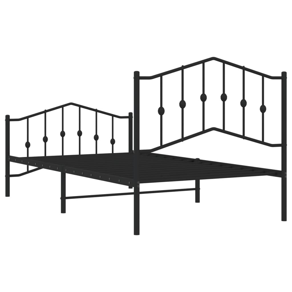 vidaXL Metal Bed Frame with Headboard and Footboard Black 39.4"x74.8" Twin-5