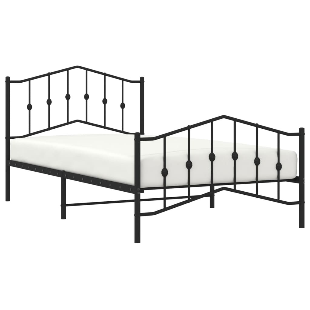 vidaXL Metal Bed Frame with Headboard and Footboard Black 39.4"x78.7"-1