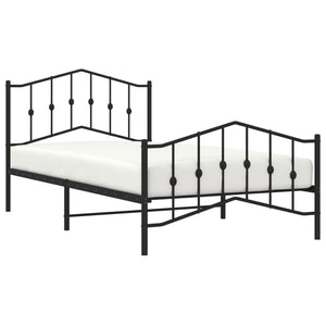 vidaXL Metal Bed Frame with Headboard and Footboard Black 39.4"x78.7"-1