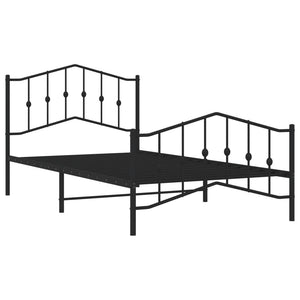 vidaXL Metal Bed Frame with Headboard and Footboard Black 39.4"x78.7"-2