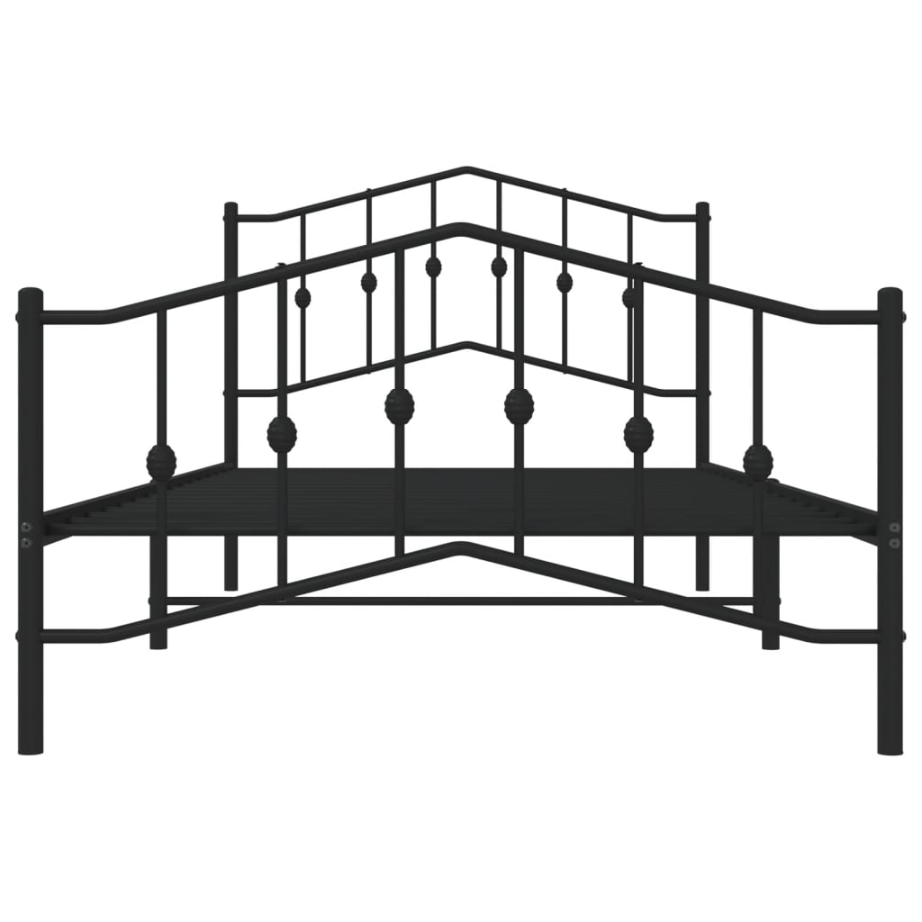 vidaXL Metal Bed Frame with Headboard and Footboard Black 39.4"x78.7"-3