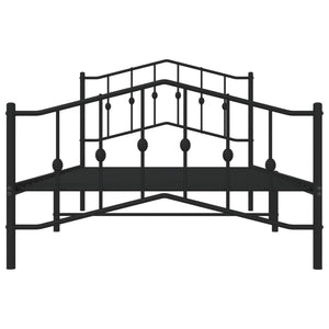 vidaXL Metal Bed Frame with Headboard and Footboard Black 39.4"x78.7"-3