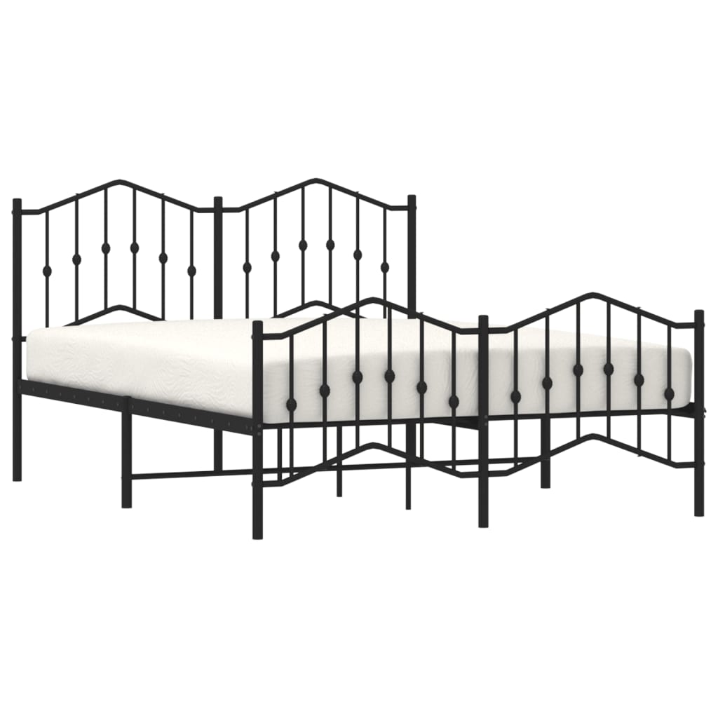 vidaXL Metal Bed Frame with Headboard and Footboard Black 53.1"x74.8"-1