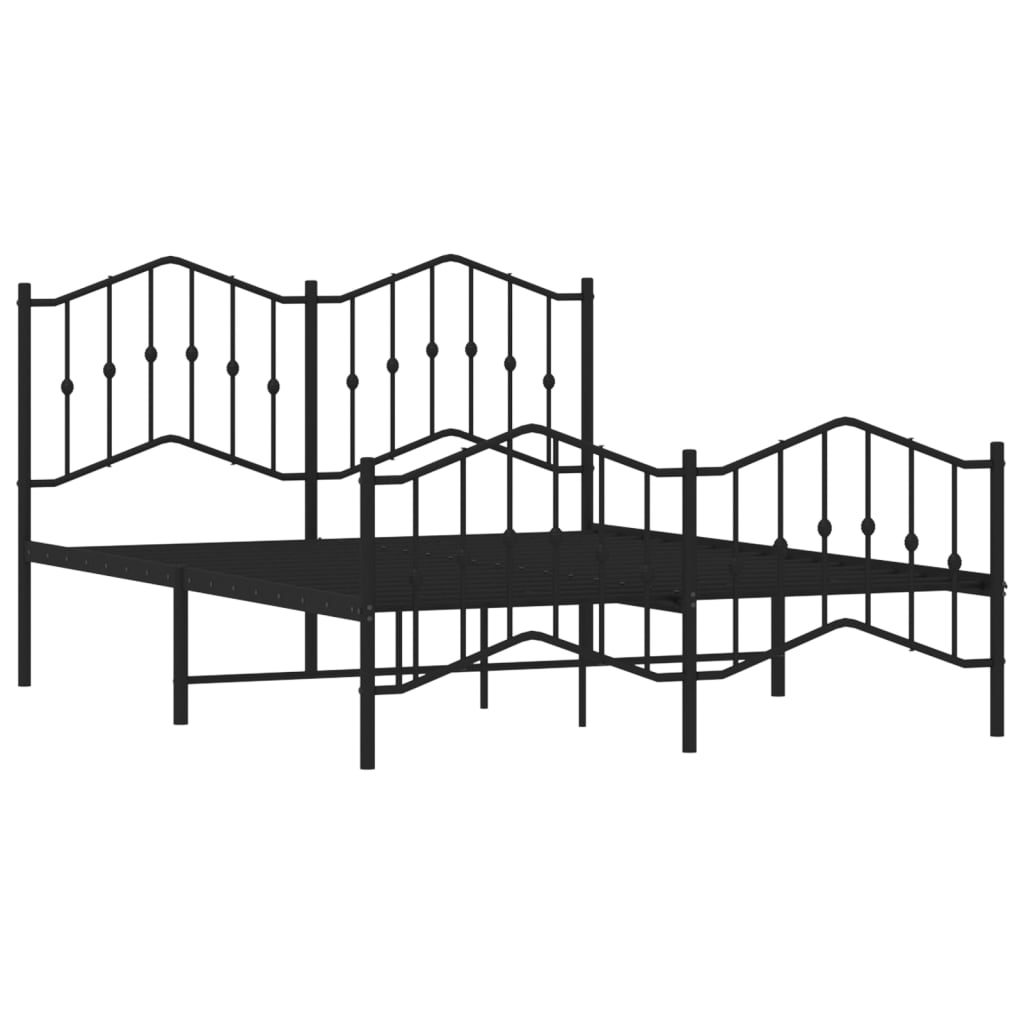 vidaXL Metal Bed Frame with Headboard and Footboard Black 53.1"x74.8"-2