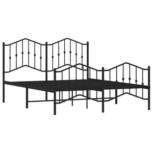 vidaXL Metal Bed Frame with Headboard and Footboard Black 53.1"x74.8"-2