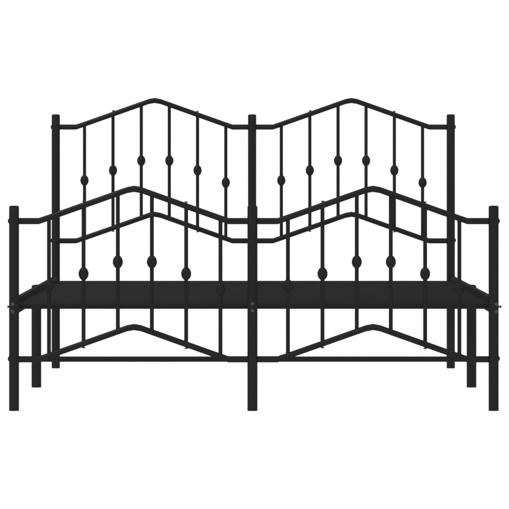 vidaXL Metal Bed Frame with Headboard and Footboard Black 53.1"x74.8"-3