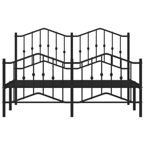 vidaXL Metal Bed Frame with Headboard and Footboard Black 53.1"x74.8"-3