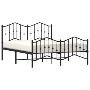 vidaXL Metal Bed Frame with Headboard and Footboard Black 59.1"x78.7"-1