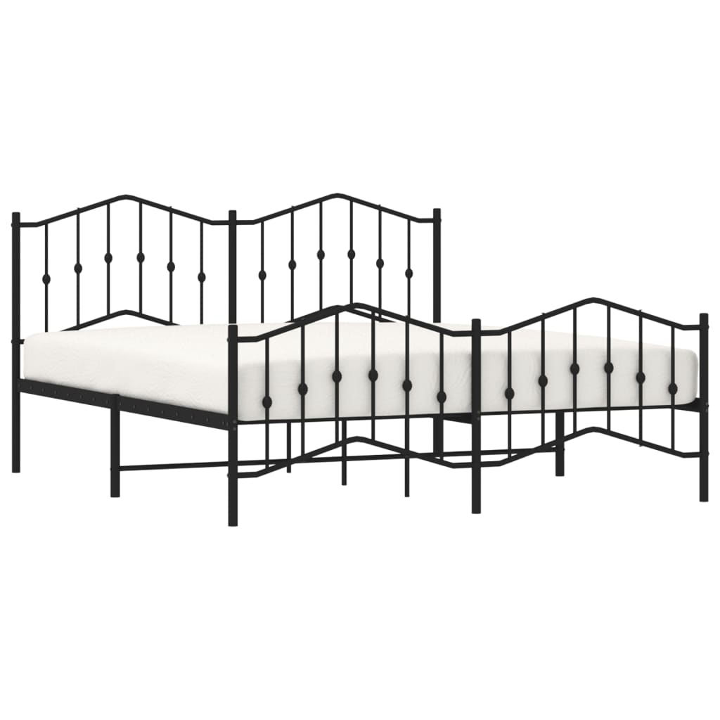 vidaXL Metal Bed Frame with Headboard&Footboard Black 72"x83.9" California King-1